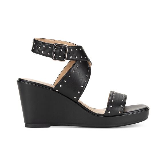 Sun + Stone Women's Emiee Studded Strappy Wedge Sandals, Black, 9.5M/40EU - Picture 2 of 4